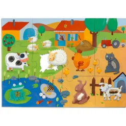 Djeco - Puzzle Giant 20pcs - Tactile Farm