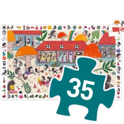 Djeco - Puzzle Observation 35pcs - Hedgehog School