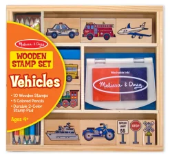 Melissa & Doug - Wooden Vehicle Stamp Set