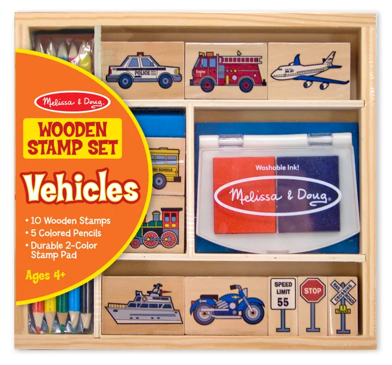 Melissa & Doug - Wooden Vehicle Stamp Set