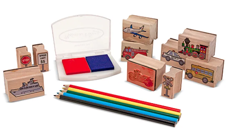 Melissa & Doug - Wooden Vehicle Stamp Set