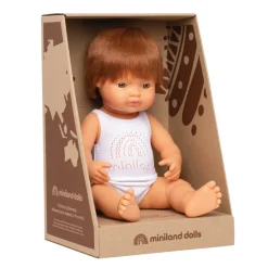 Miniland - Doll 38cm Caucasian Boy Red Haired In Box