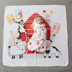 Pilbeam - Farm Animals Milestone Muslin Set