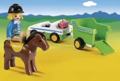 Playmobil - 1.2.3 Car With Horse Trailer (70181)